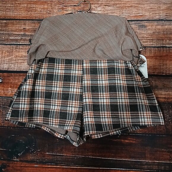 NWT Arula Paris Mini Skort 0X Soft Flannel Plaid Zip Back Stretch - Picture 3 of 9